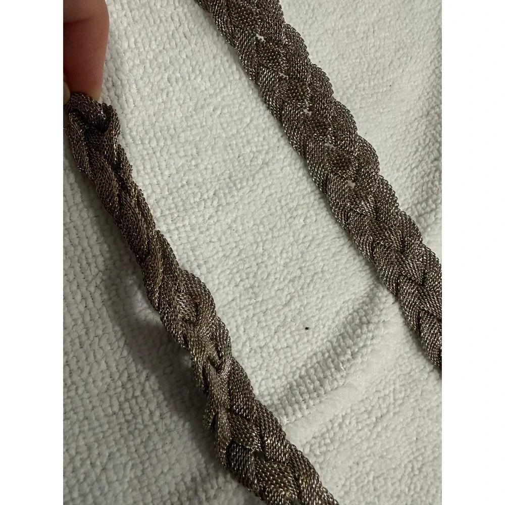 Womens Vintage Braided Chain Belt Metallic‎ Silver Adjustable Dressy Fashion